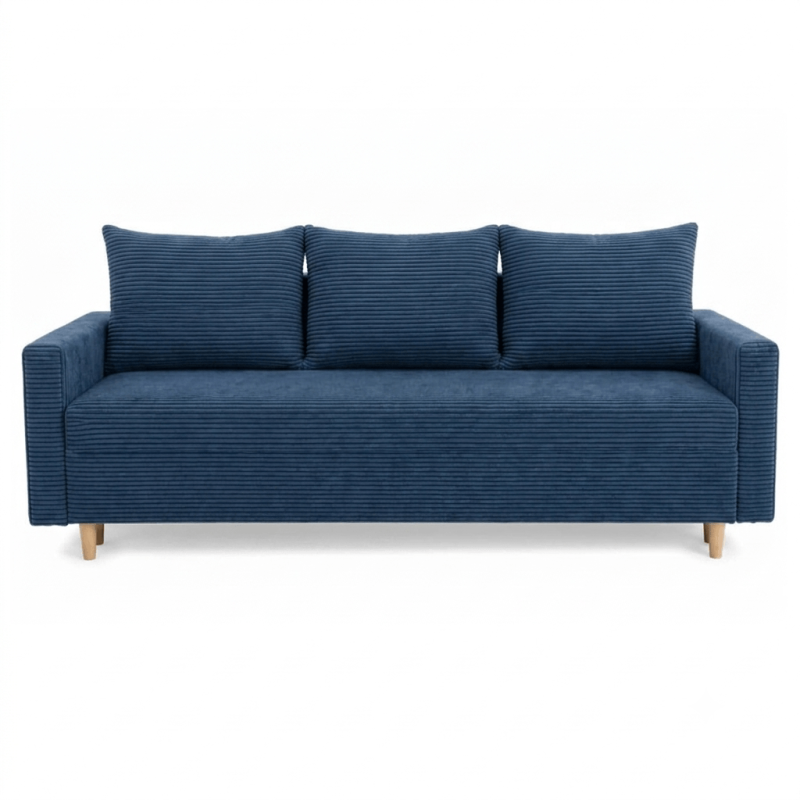 Sofa LIVIA - funkcja spania w niebieskich kolorach
