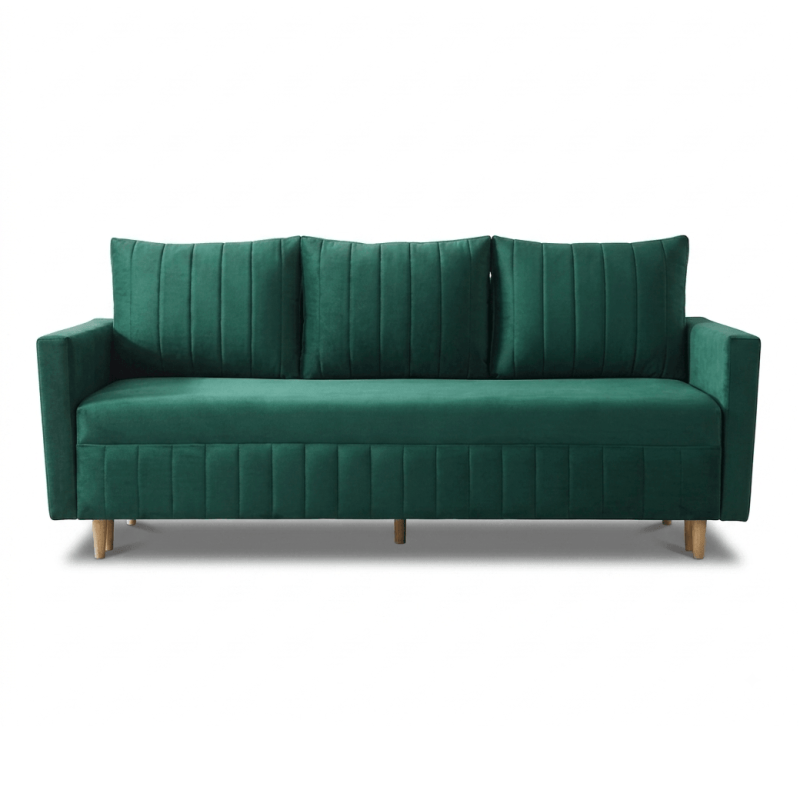 Sofa rozkładana KEIRA - aksamitna zieleń