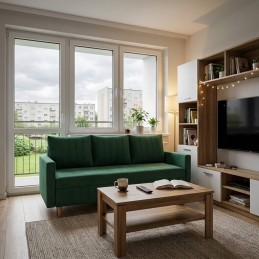 Sofa rozkładana KEIRA - aksamitna zieleń