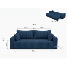 Sofa rozkładana RIVVA - niebieskie ambience
