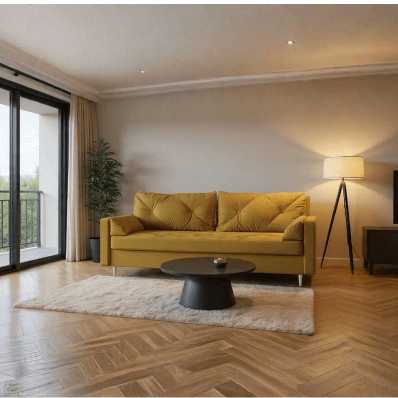 Sofa LAJNA - rozkładana z poduchami